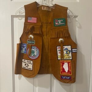 Genuine Leather Vest with Patches